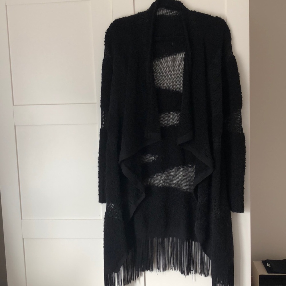 Alice Olivia black long sweater with tassels